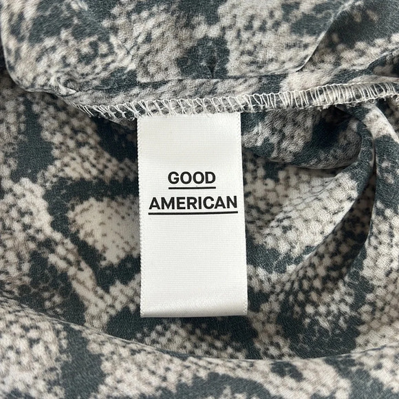 Good American Tank Top Womens 2 Black Cream Snakeskin Print‎ Ruched Medium - Picture 10 of 13